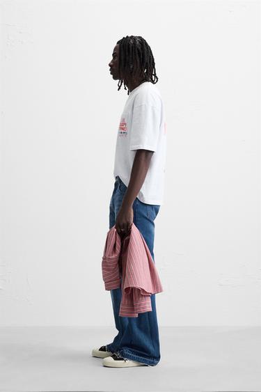 PRINTED T-SHIRT WITH POCKET - Oyster-white by Zara - Image 3
