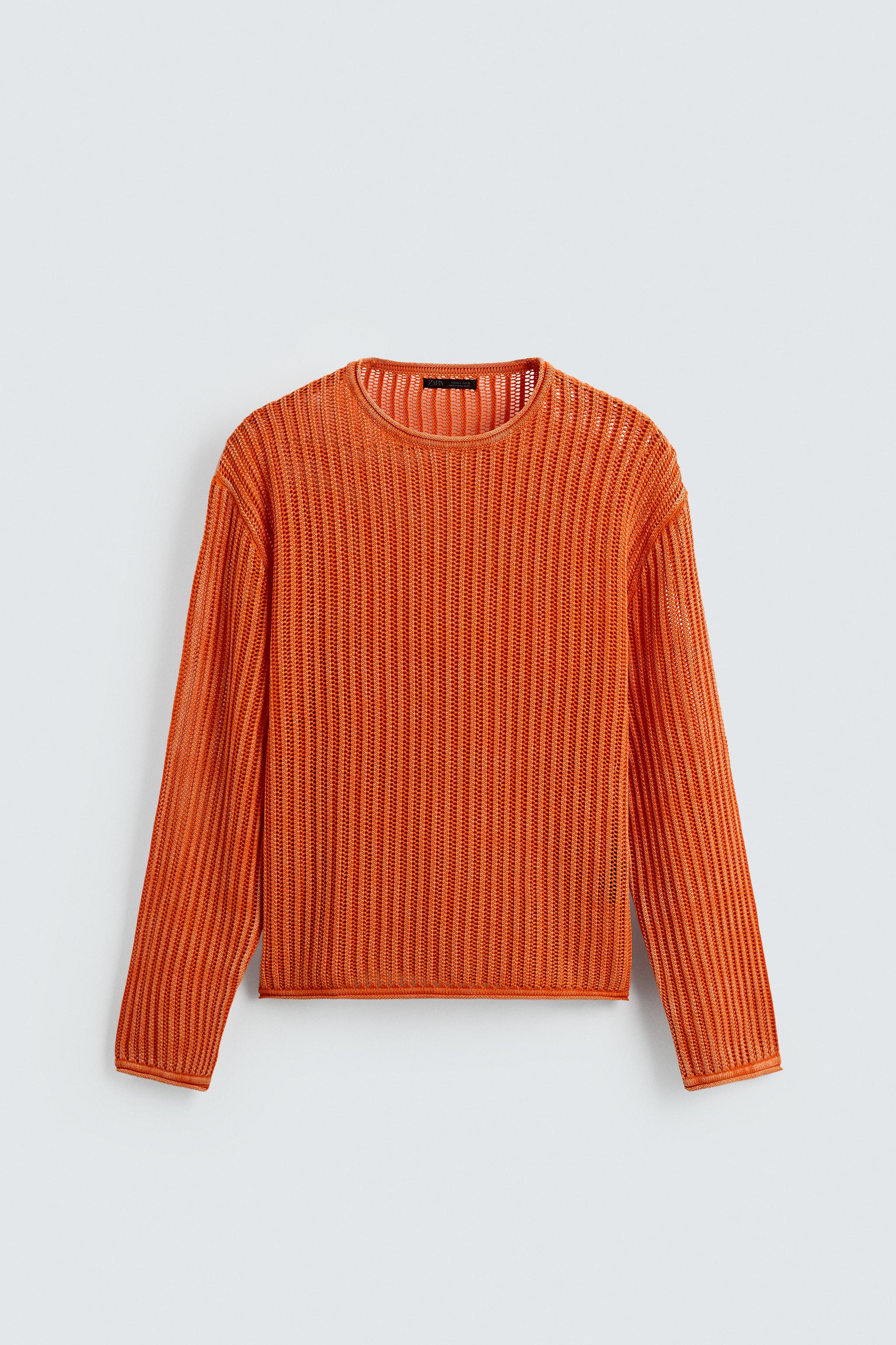 ウォッシュドテクスチャーセーター - オレンジ色 | ZARA Japan / 日本