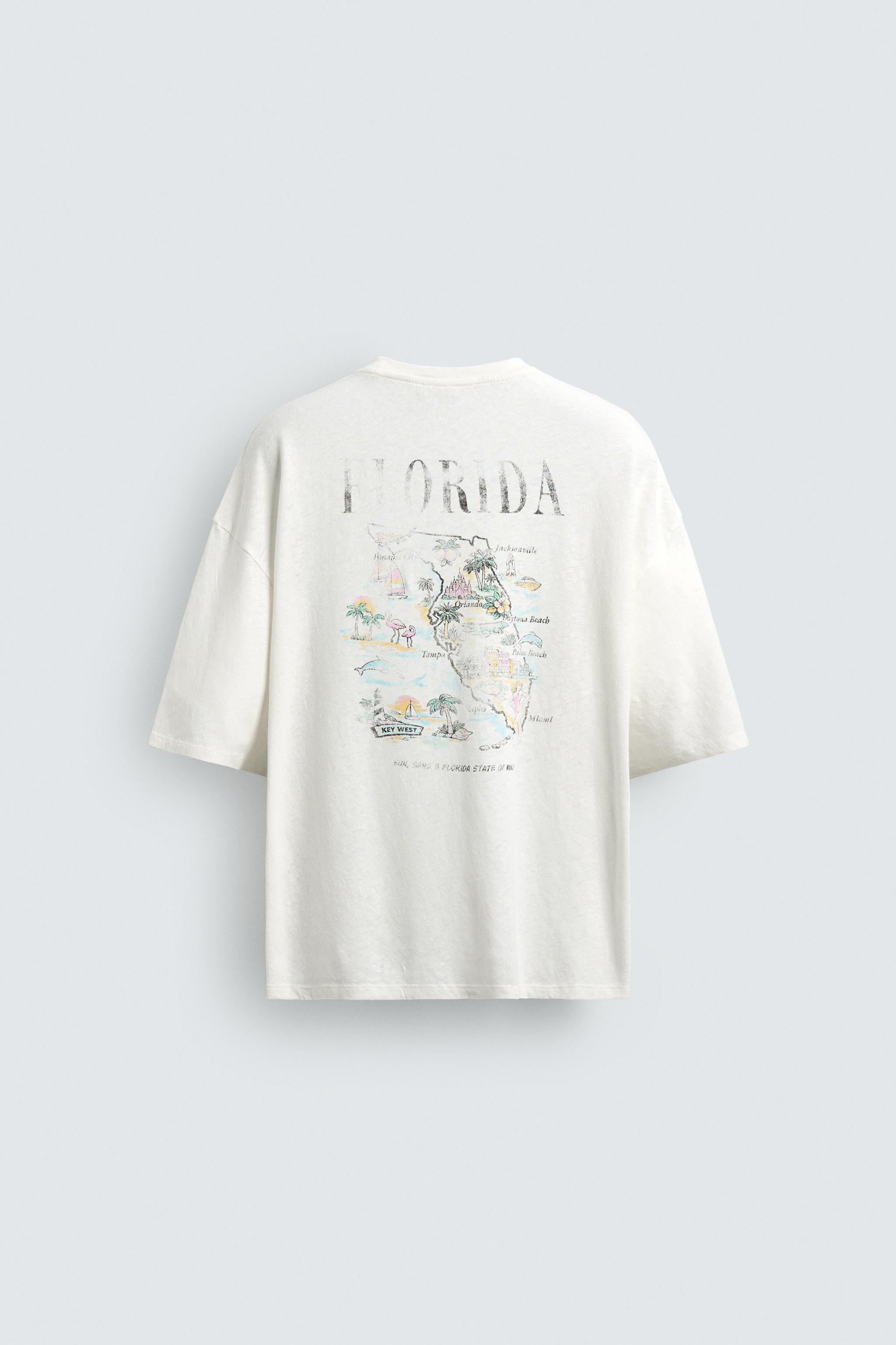 WASHED COTTON - LINEN FLORIDA T-SHIRT - White | ZARA United States
