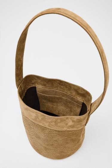 BRAIDED LEATHER MAXI BUCKET BAG - Brown by Zara - Image 5