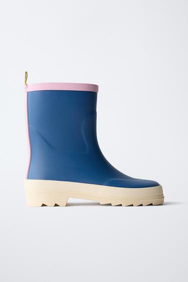 Zara COLOR BLOCK RAIN BOOTS - Blue