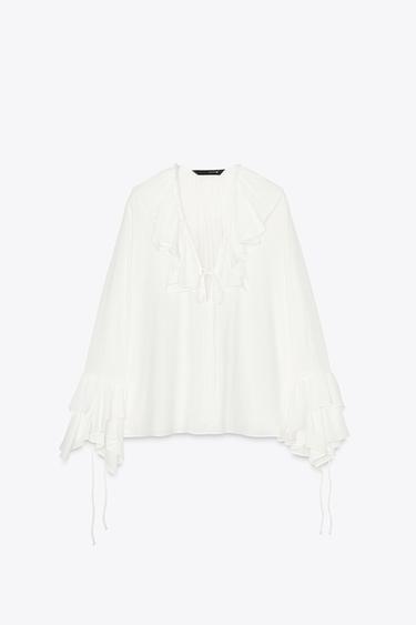 ZW COLLECTION SHIRT WITH RUFFLES - White by Zara - Image 6