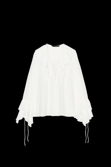 BLUSE MIT VOLANTS ZW COLLECTION - Weiß von Zara - Bild 0