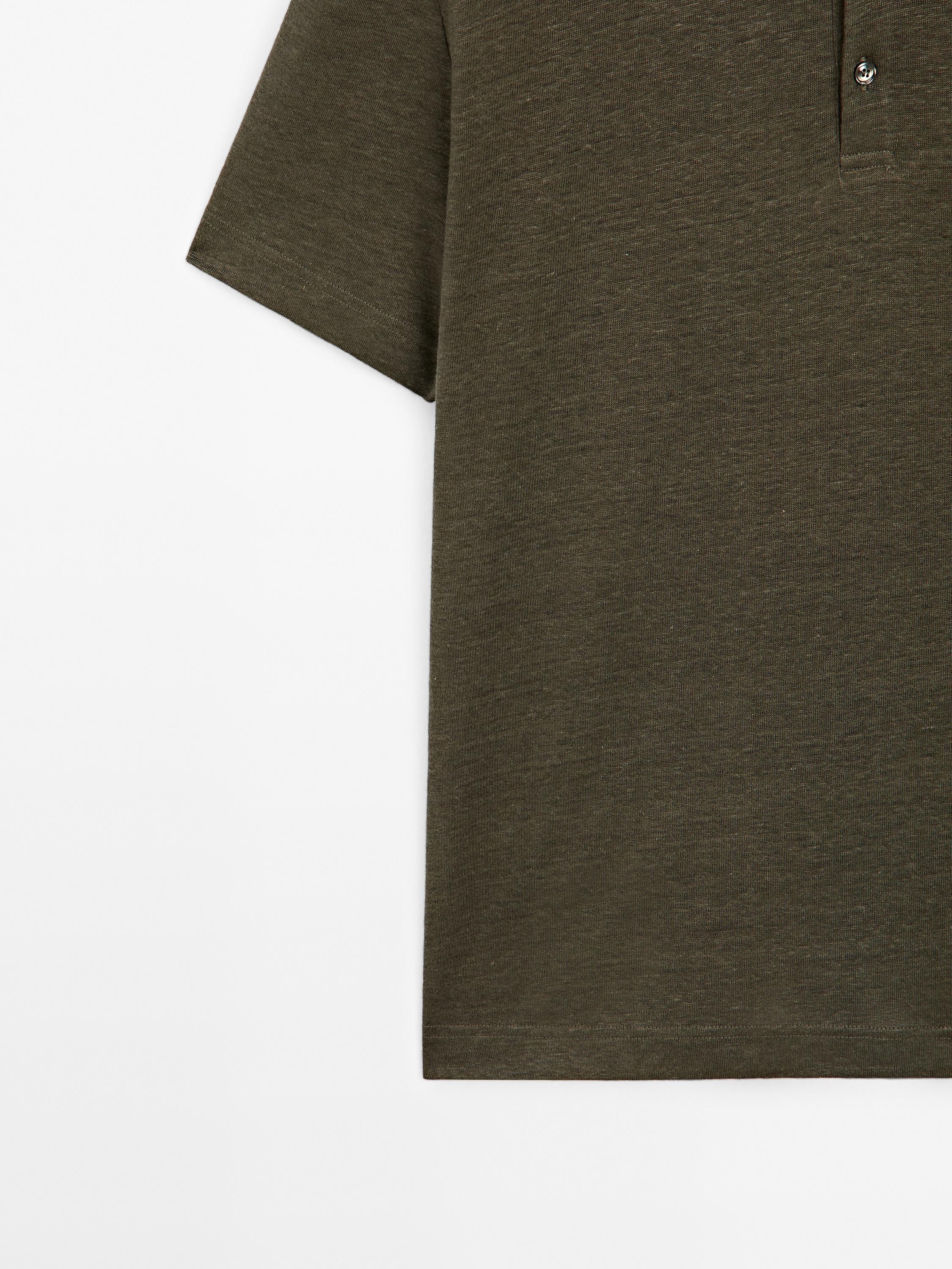 100% linen short sleeve polo shirt