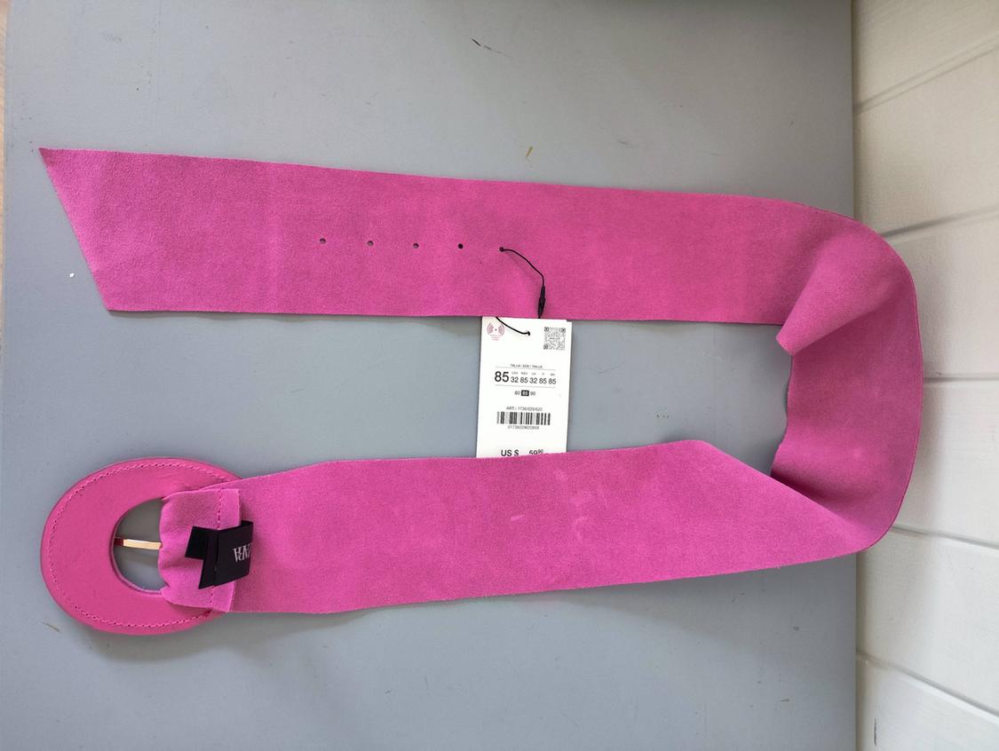 100% SUEDE LEATHER BELT WITH LINED BUCKLE - Image 5