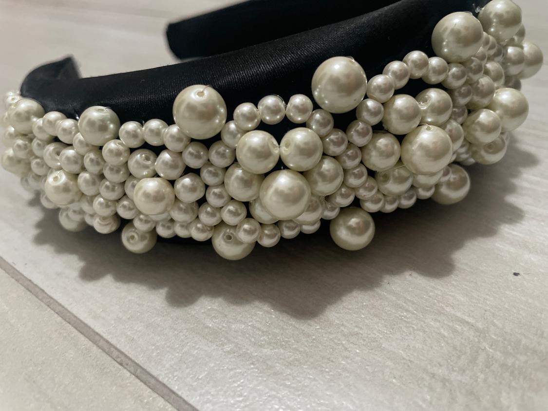 SATIN HEADBAND WITH PEARL BEADS - Image 3