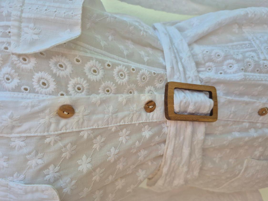 SHORT EMBROIDERED DRESS WITH BELT - Image 6