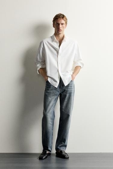 STRAIGHT-LEG JEANS - Blue / Green by Zara