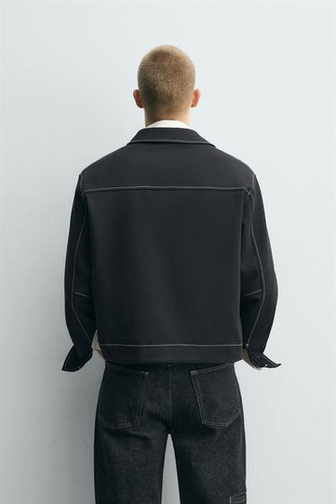 CONTRAST TOPSTITCHING OVERSHIRT - Dark navy by Zara - Image 2