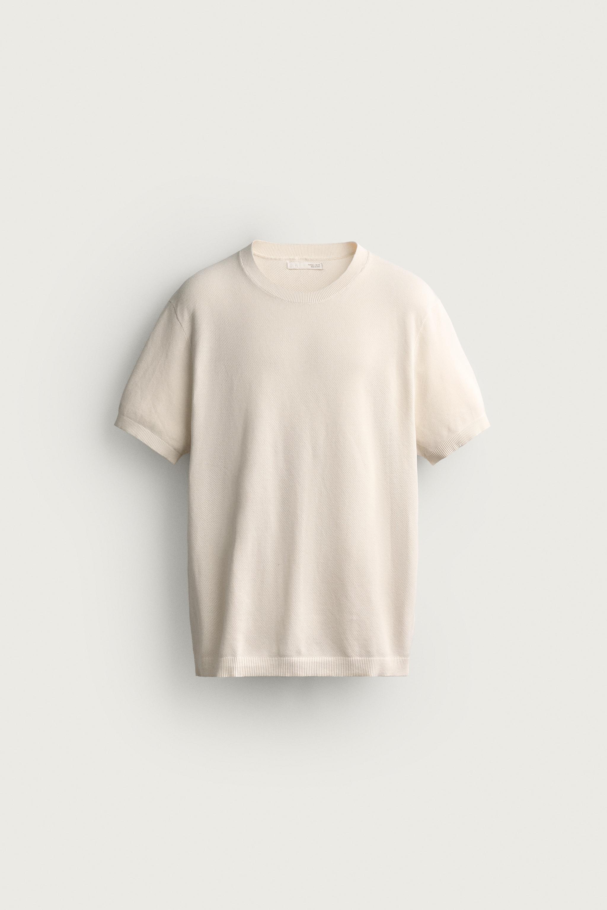 RELAXED FIT KNIT T-SHIRT — Oyster-white