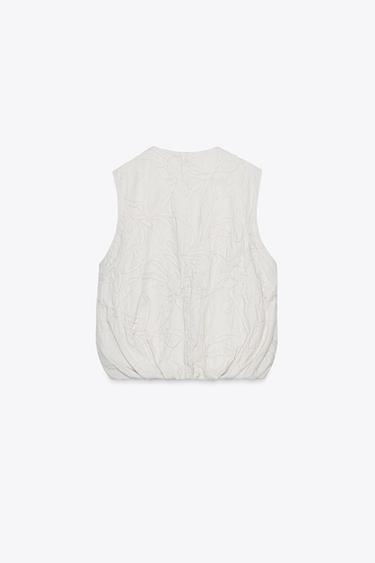 EMBROIDERED GILET - Ecru by Zara - Image 6
