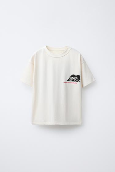 CAMISETA ESTAMPADA FLOCK - Crudo de Zara - Imagen 0