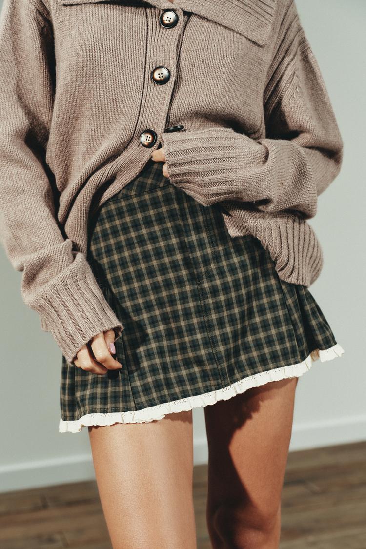 CHECK LACE MINI SKIRT