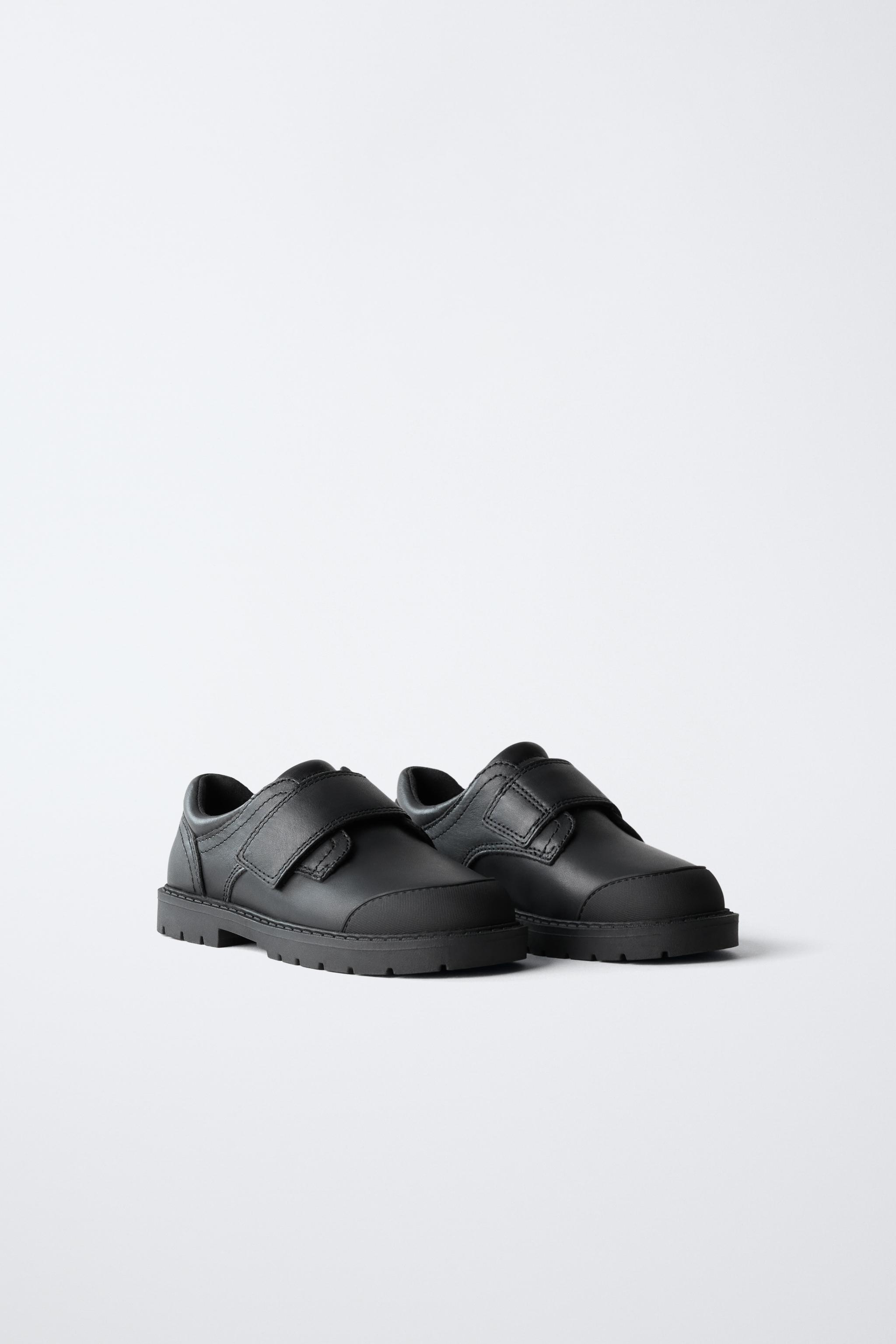 LEATHER SCHOOL SHOES — Black