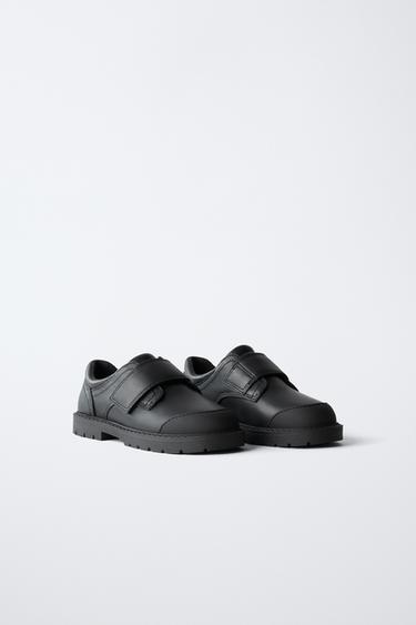 Zara LEATHER SCHOOL SHOES - Black