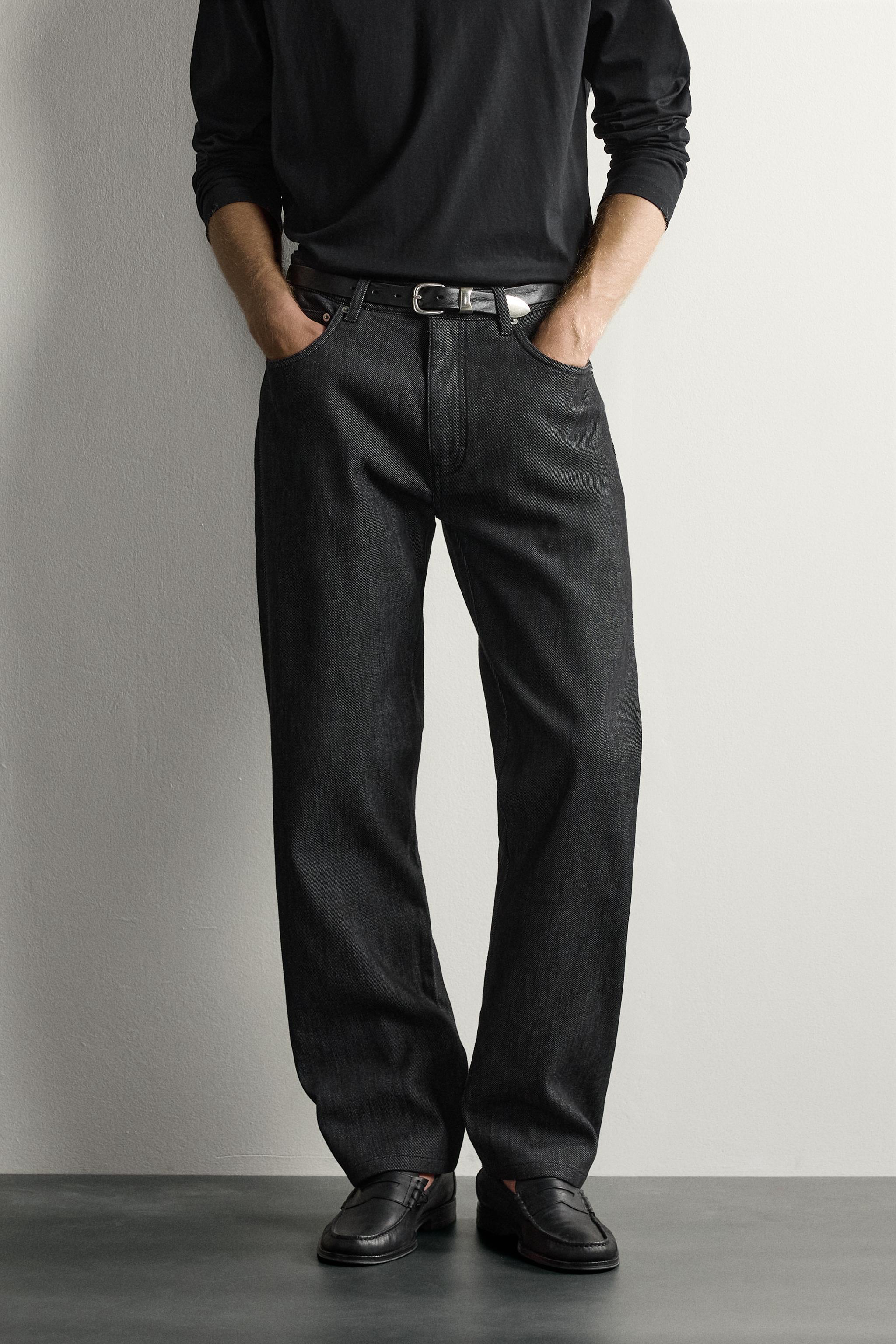 THERMAL STRAIGHT FIT JEANS — Black (alternate view)
