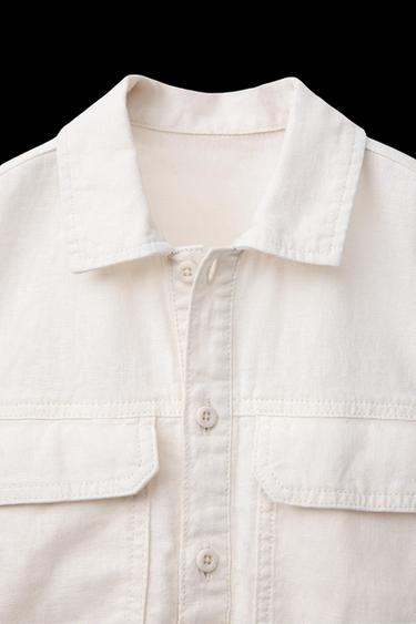 LINEN-BLEND SHIRT WITH POCKETS - Ecru by Zara