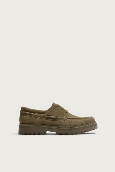 ZAPATO NÁUTICO PIEL - Gris Topo de Zara