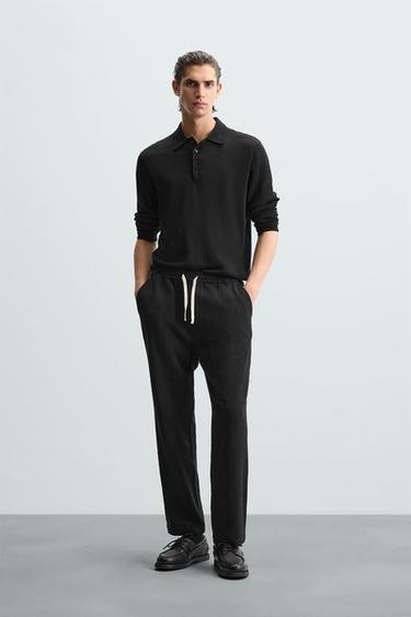 GEOMETRIC JACQUARD TROUSERS - Black by Zara - Image 0