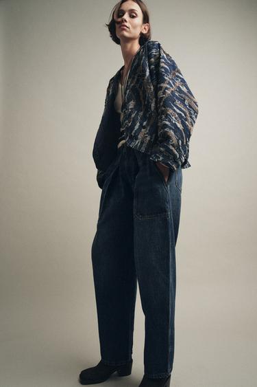 KIMONO ACOLCHADO EFECTO DENIM ABALORIOS - Azul de Zara