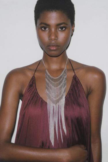 Zara MULTI-CHAIN WATERFALL NECKLACE - Silver