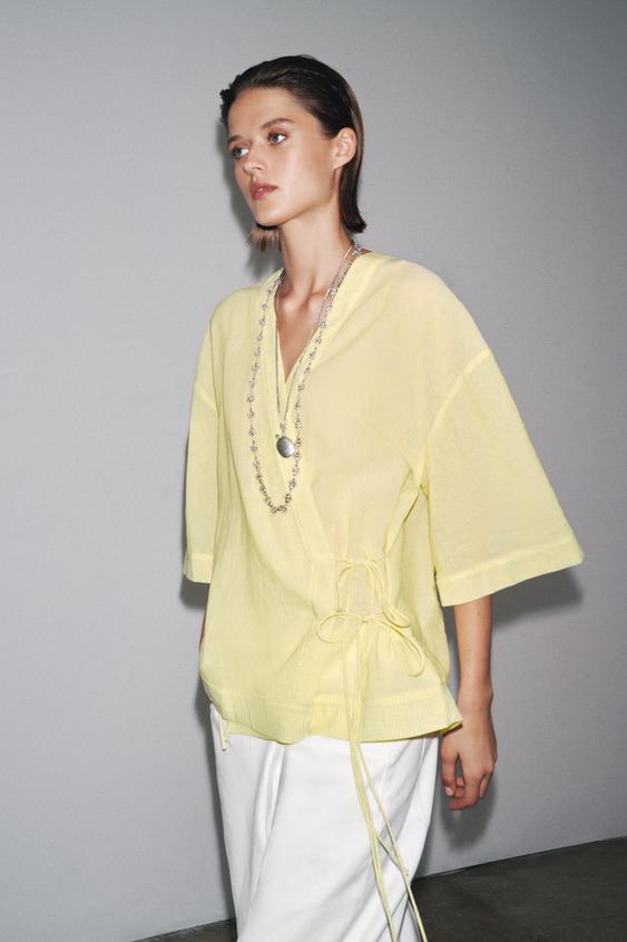 STRIPED KIMONO WITH TIES ZW COLLECTION