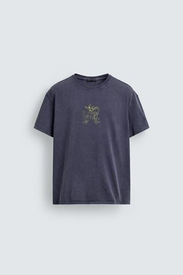 WASHED PRINT T-SHIRT - Ink blue by Zara