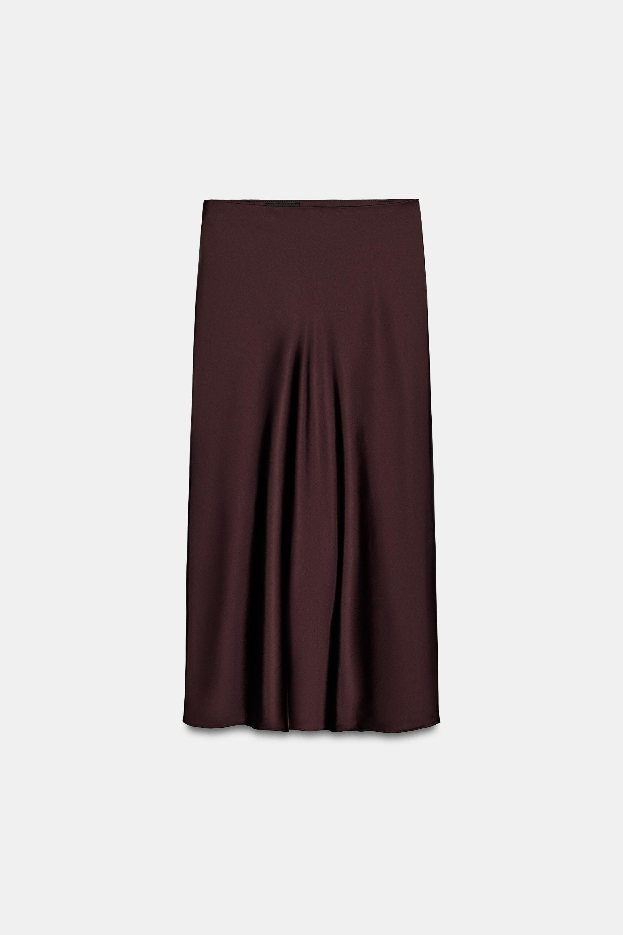 SATIN MIDI SKIRT - Dark aubergine | ZARA South Africa