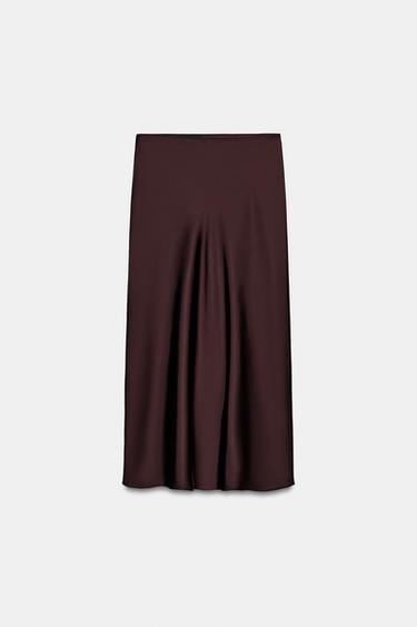 SAIA MIDI ACETINADA - Beringela-escuro da Zara - Imagem 0