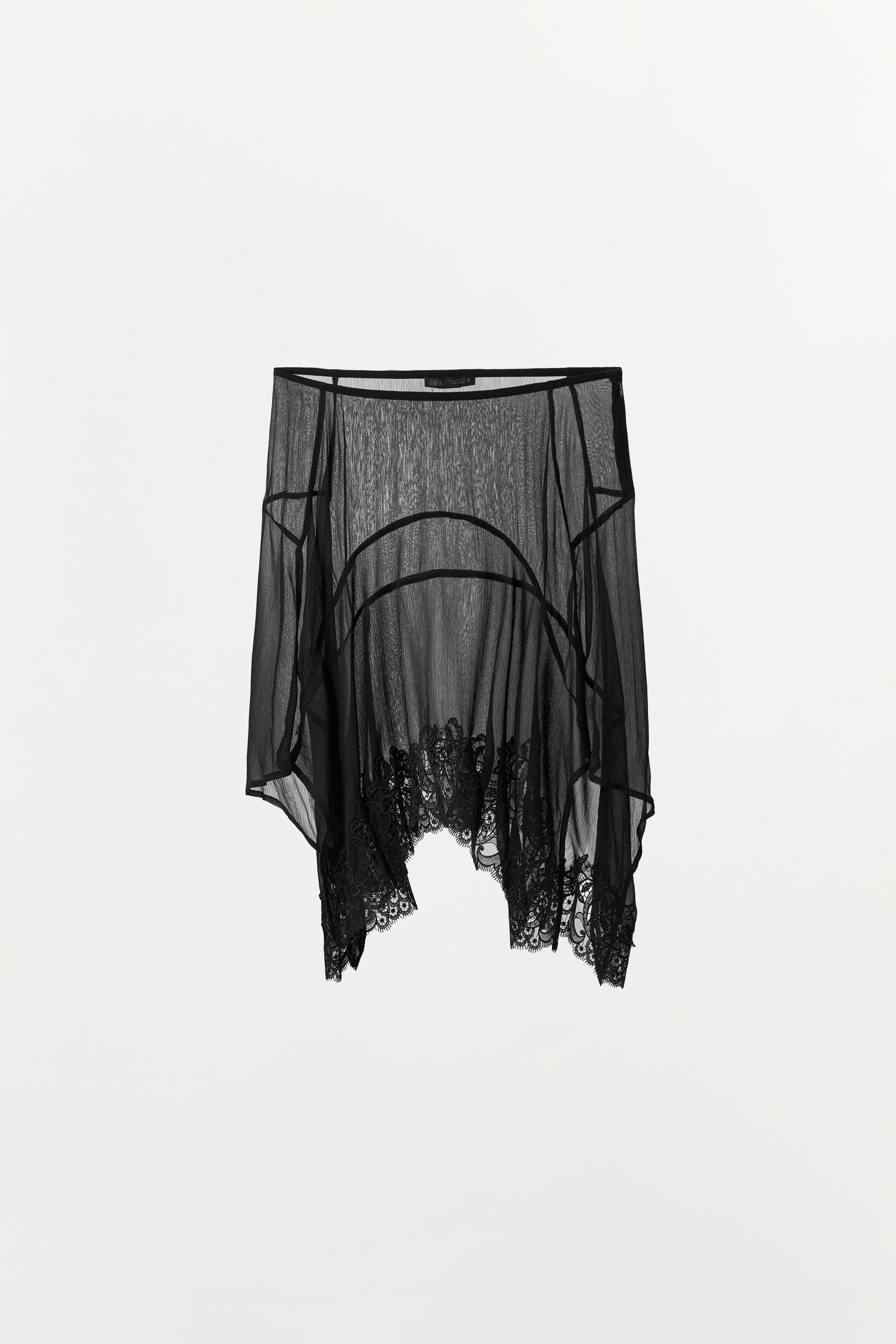ASYMMETRIC LACE GEORGETTE SKIRT