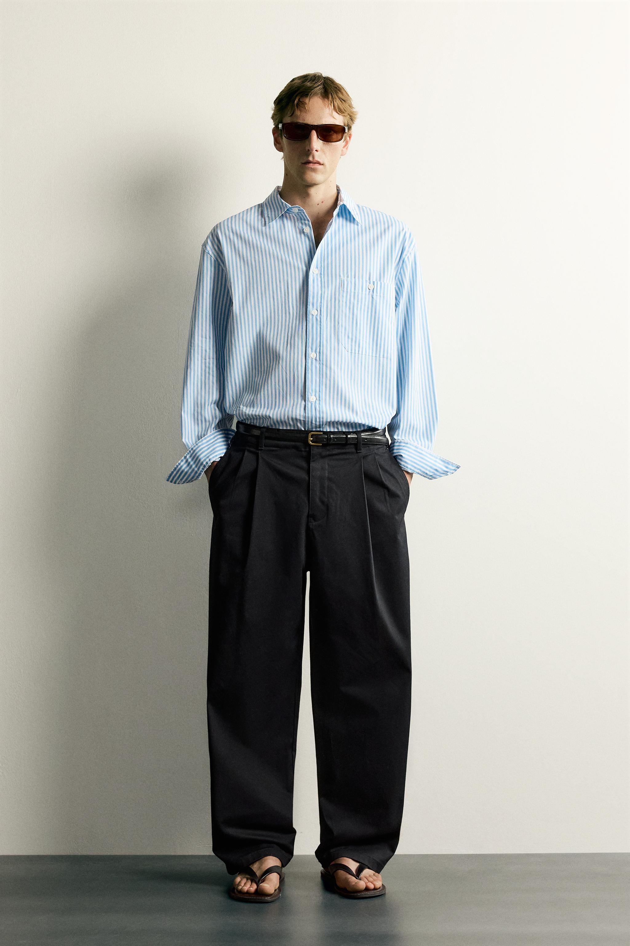Zara BOXY FIT ÇİZGİLİ GÖMLEK