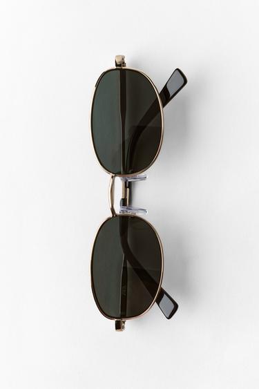 RECTANGULAR METAL SUNGLASSES - Golden by Zara