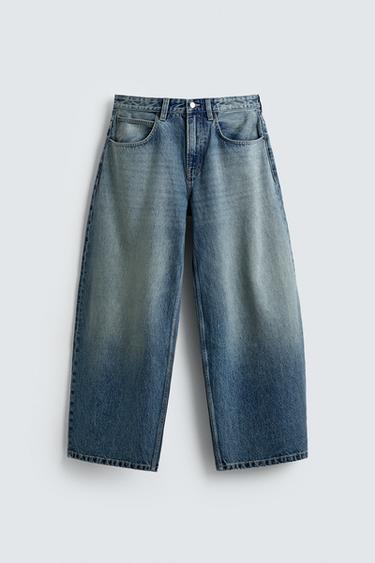 Zara BALLOON FIT 牛仔褲 - 中藍色