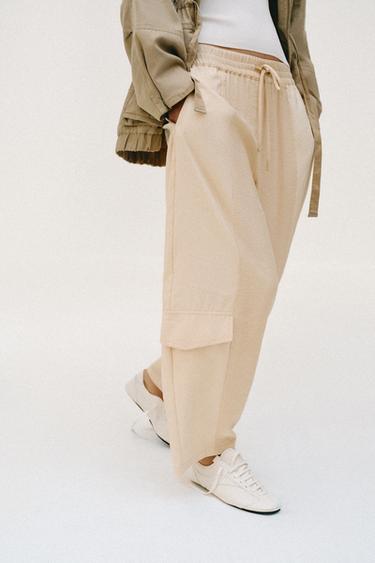 PANTALÓN BARREL COMBINADO - Arena / Vigoré de Zara