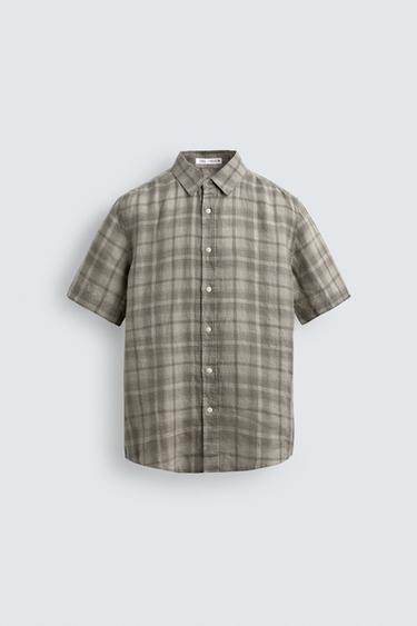 100% LINEN SHIRT - Light tan by Zara