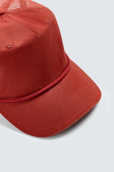MESH CAP WITH DRAWSTRING - Red by Zara - Image 5