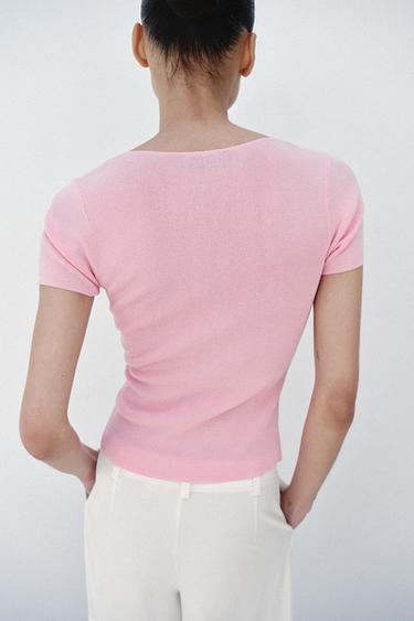 TOP EN MAILLE AVEC PLIS - Rose de Zara - Image 4