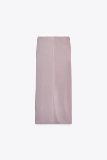 JUPE MI-LONGUE FLUIDE - Gris perle de Zara - Image 5