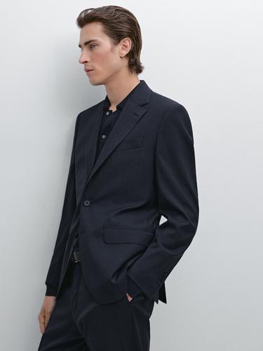 Zara Houndstooth suit blazer - Navy blue