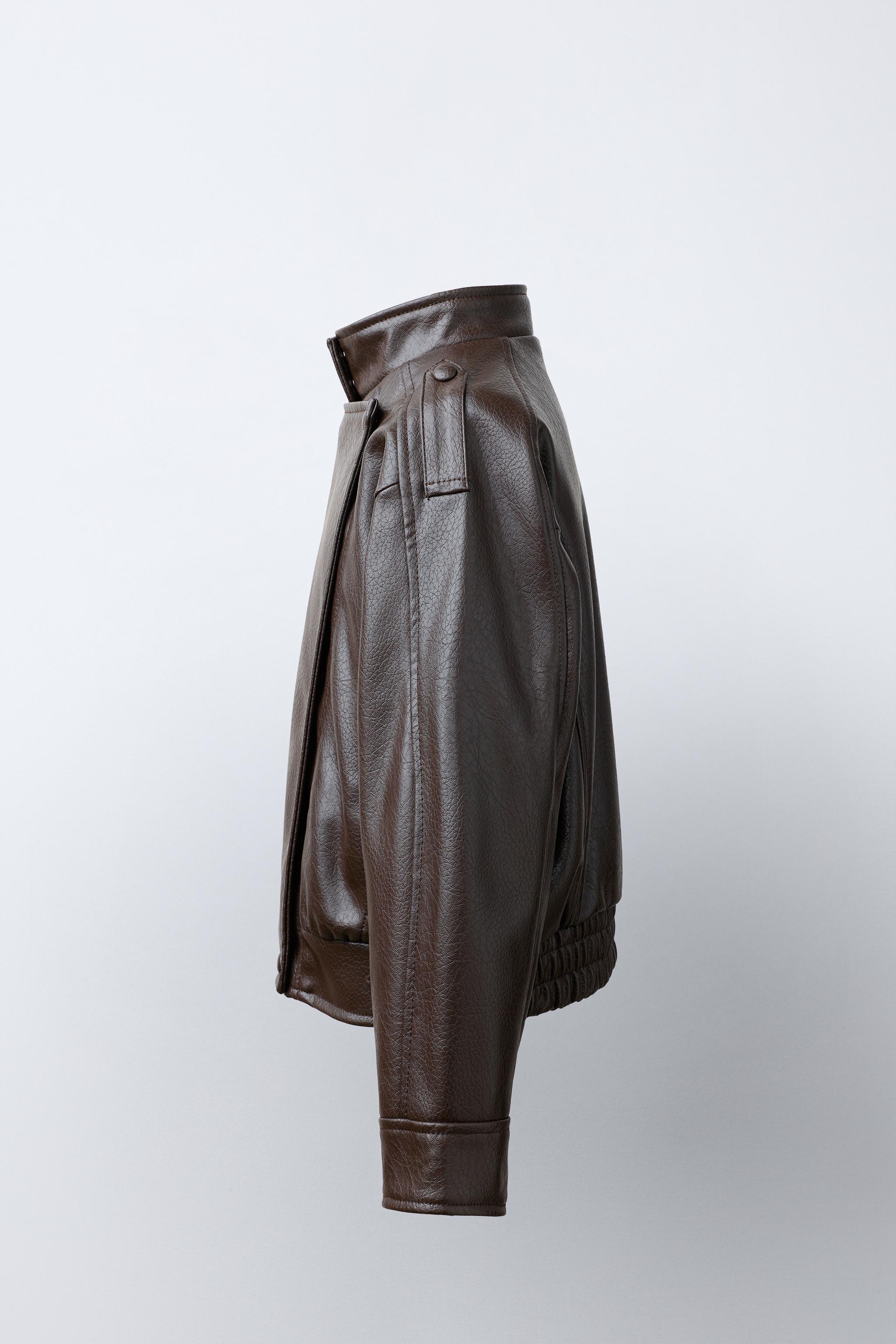 BLOUSON CROISÉ EN MATIÈRE SYNTHÉTIQUE