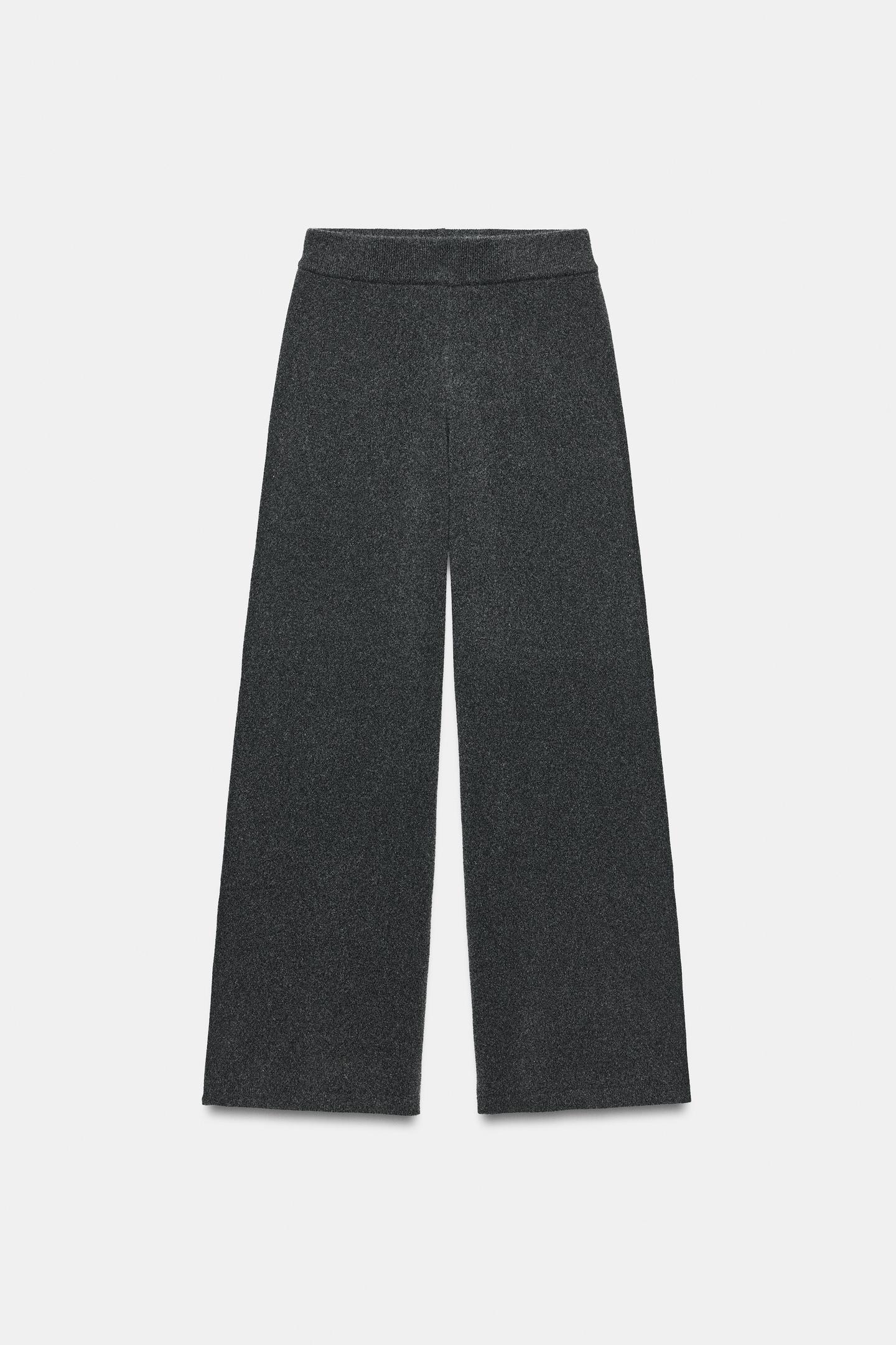 Женские брюки Zara Knit Wide-Leg, цвет: Серый — фото 6