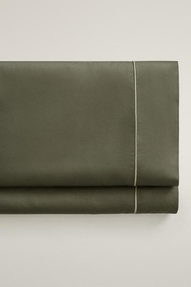 SATEEN FLAT SHEET WITH TRIM (300 THREAD COUNT) — Khaki 1