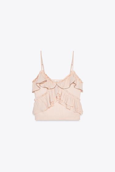 BEADED STRAPPY TOP - Faded pink by Zara - Image 4