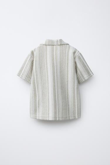 CHEMISE EN MAILLE À RAYURES - Vert de Zara - Image 1