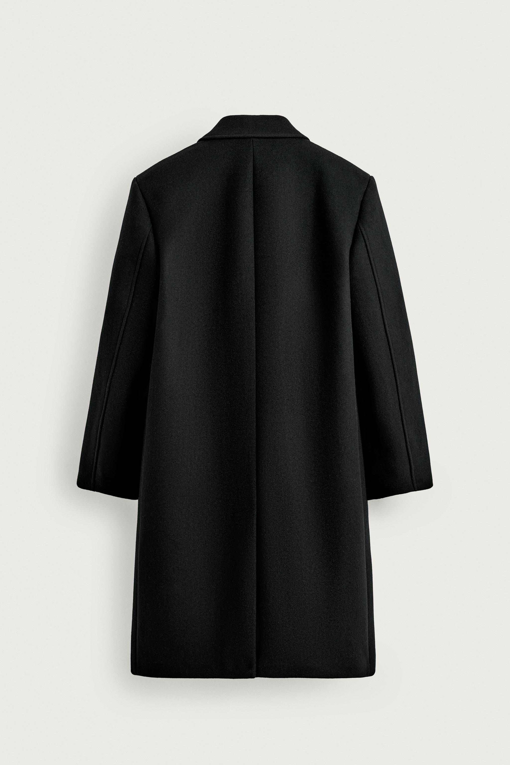 ZARA ウール ブラック ダブルブレストコート WOOL BLEND DOUBLE-BREASTED COAT - Black | ZARA Australia