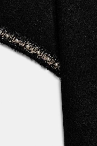 KNIT JUMPER WITH FAUX PEARLS - Black by Zara - Image 7