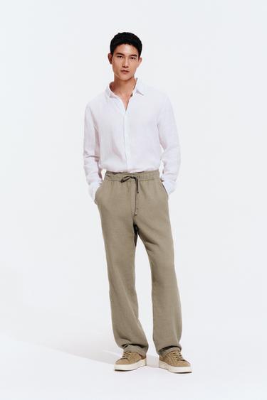 Zara 休閒版紋理長褲 - 貂色