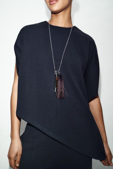 CAPE ASYMÉTRIQUE INTERLOCK - Bleu marine de Zara - Image 3