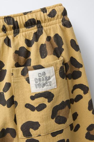 STRAIGHT PLUSH TROUSERS WITH ANIMAL PRINT - Ochre by Zara - Image 3