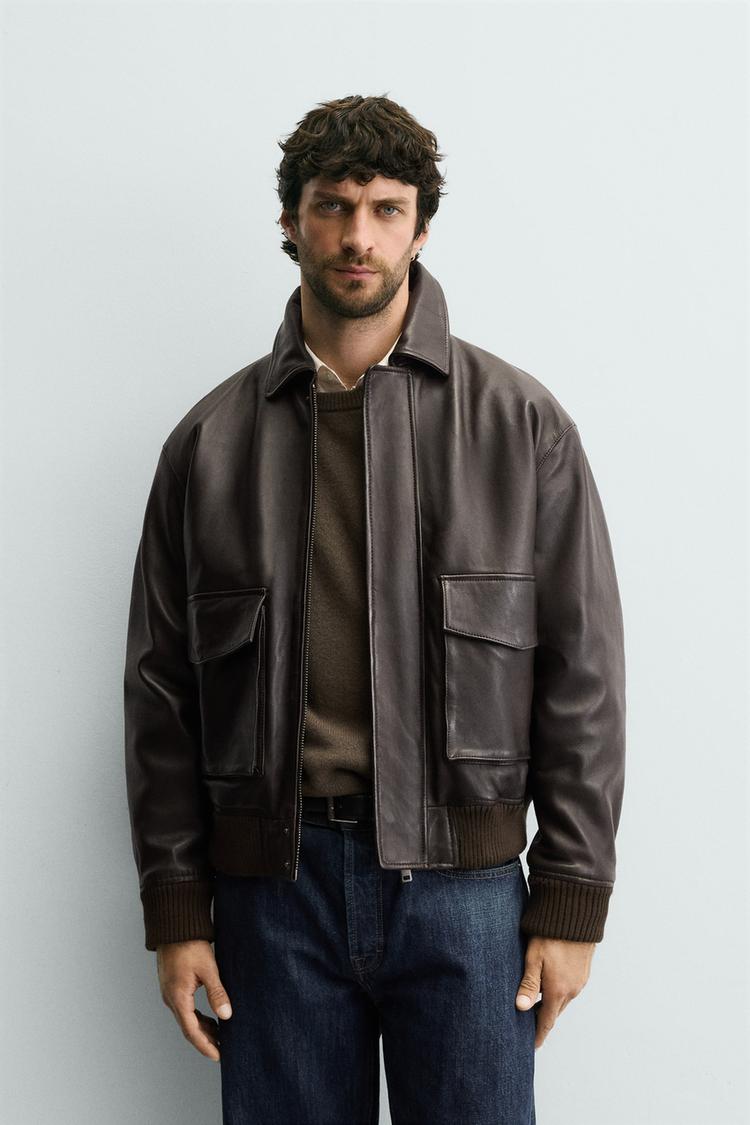 ZARA RELAXED FIT LEATHER JACKET